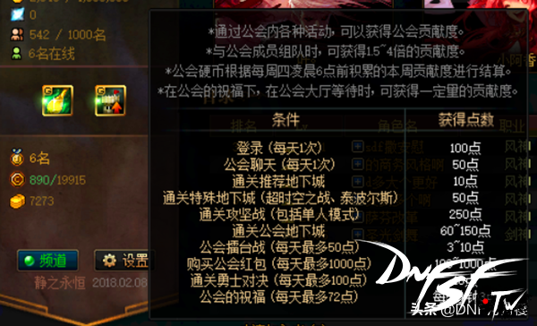 挂机获取公会贡献度方法_DNF公会升级贡献度获取_dnf60公会属性怎么弄？